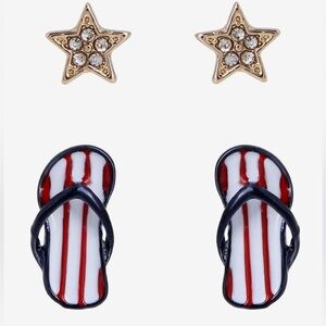 Betsey Johnson Flip Flop Star Earring Stud Set